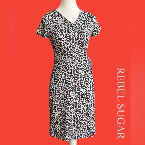 Rebel Sugar Girls Monochrome Animal Print Midi Dress - Picture 1 of 14